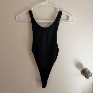 Black One-Piece high cut Swimsuit by darkerwaves